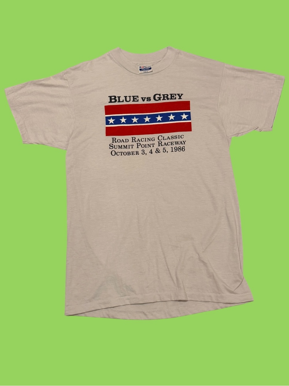 Vintage 1986 Blue vs Grey Road Racing Classic T Shirt Summit Point Raceway Hanes